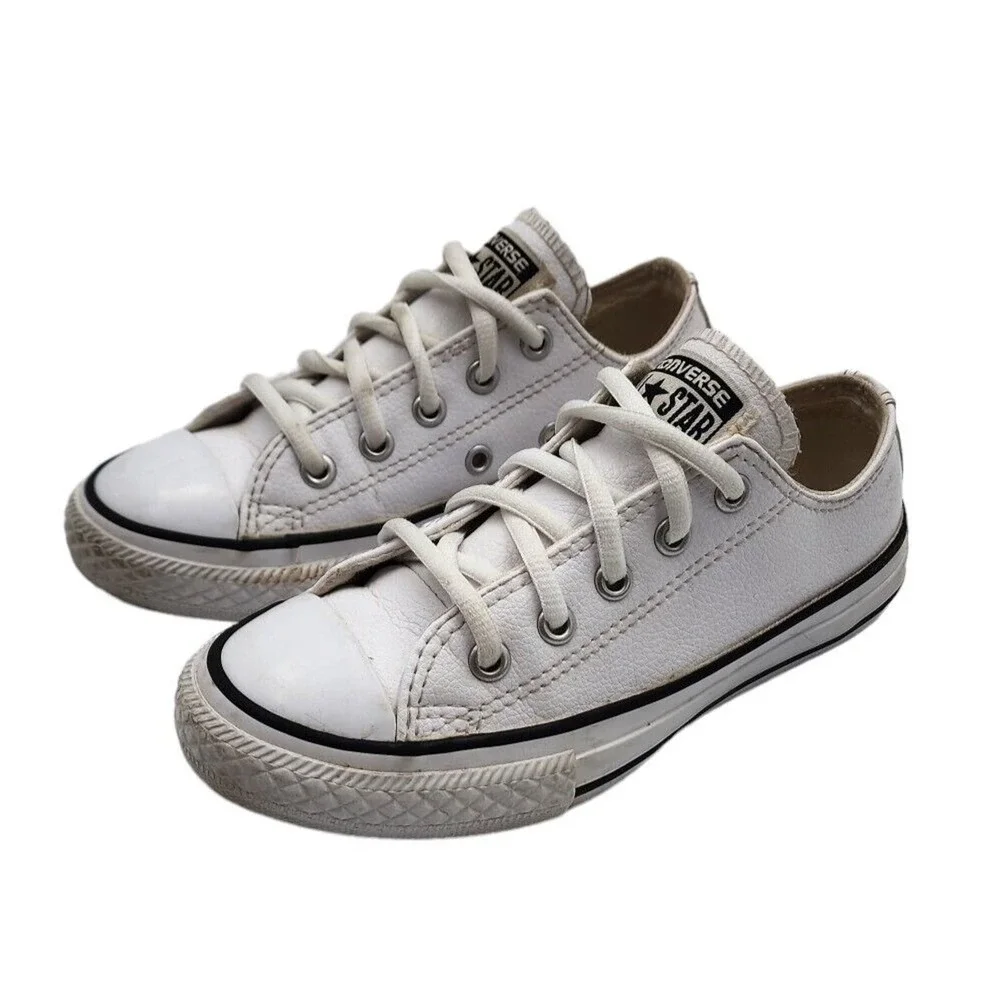 Converse Chuck Taylor All Star White Faux Leather Low Sneaker 609058C Junior 12